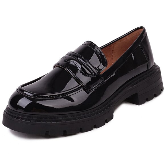 British Style Women's Fashion Loafers, Patent Leather Size 10 Black - Picture 5 of 8
